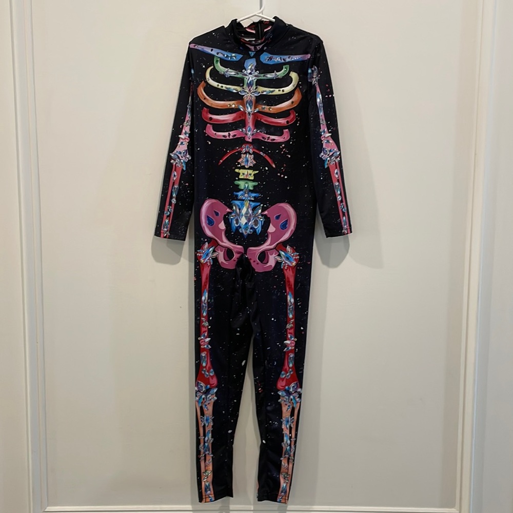 Remimi Kids Zip Up Back Girls Skeleton Bodysuit